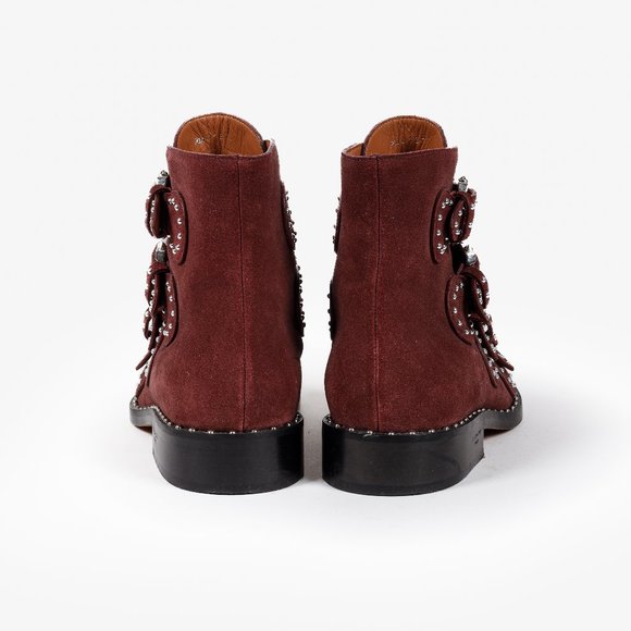 Givenchy Elegant Burgundy Suede Studded Boots - Picture 3 of 9